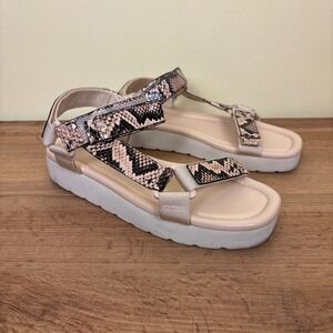 VINCE Carver Sport Platform Sandal Lychee Women Size‎ 9 Strappy Snakeskin Casual